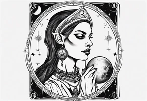 The High Priestess and the moon. TArot. tattoo idea