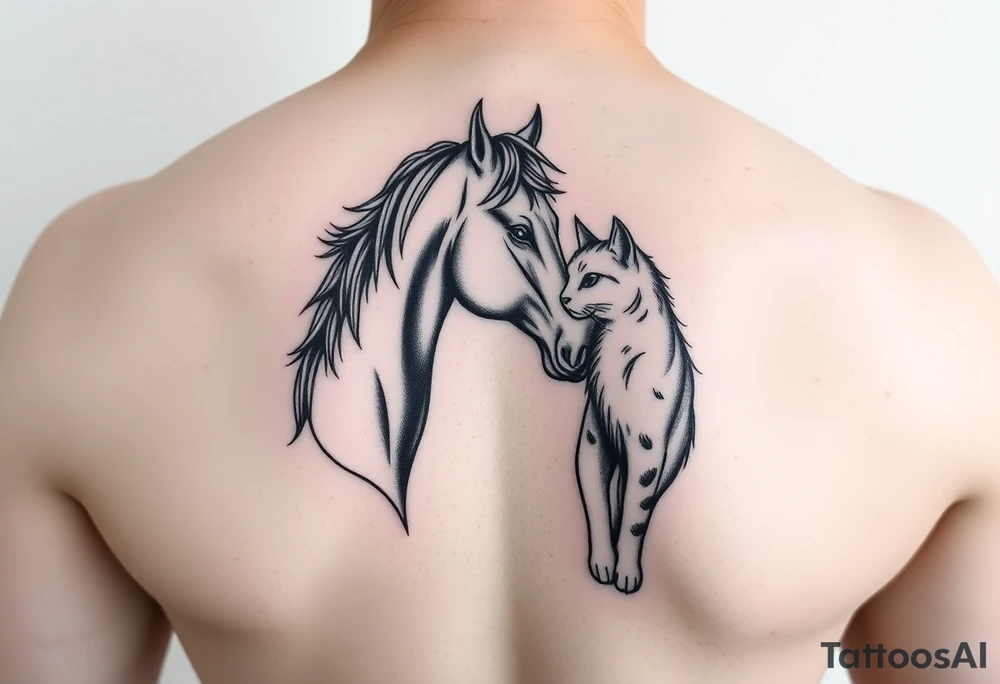 Horse and cat bond tattoo idea