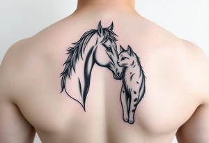 Horse and cat bond tattoo idea