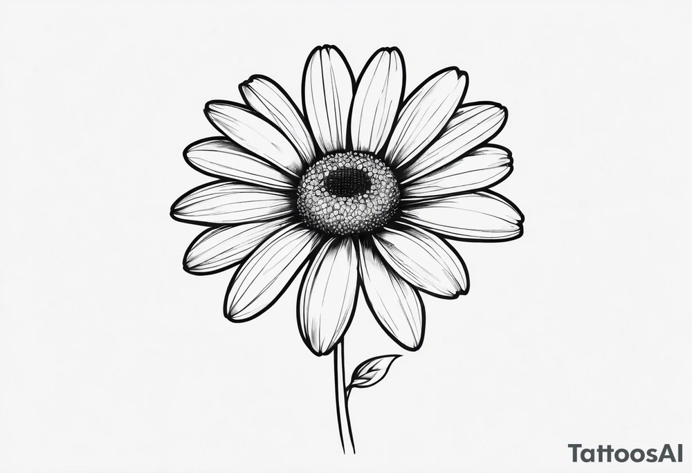 Fine line daisy with stem tattoo idea