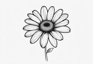 Fine line daisy with stem tattoo idea