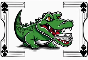Alligator biting a 2 of spades card tattoo idea
