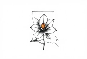 State or louisiana with magnolia flower in tooled leather tattoo idea