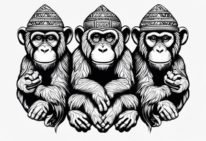 see no three monkeys tattoo tattoo idea