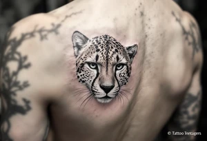 cheetah with the number 62 incorporated in its fur tattoo idea