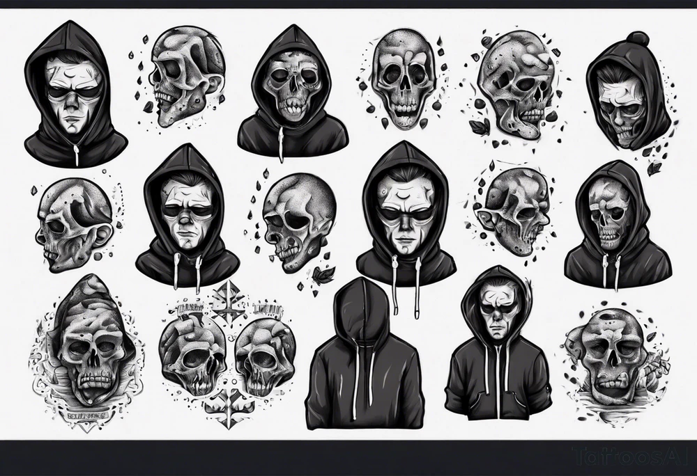 sad guy in a hoodie tattoo idea