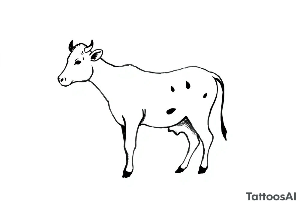 small black and white cow tattoo idea