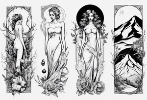 Persephone with mountains tattoo idea