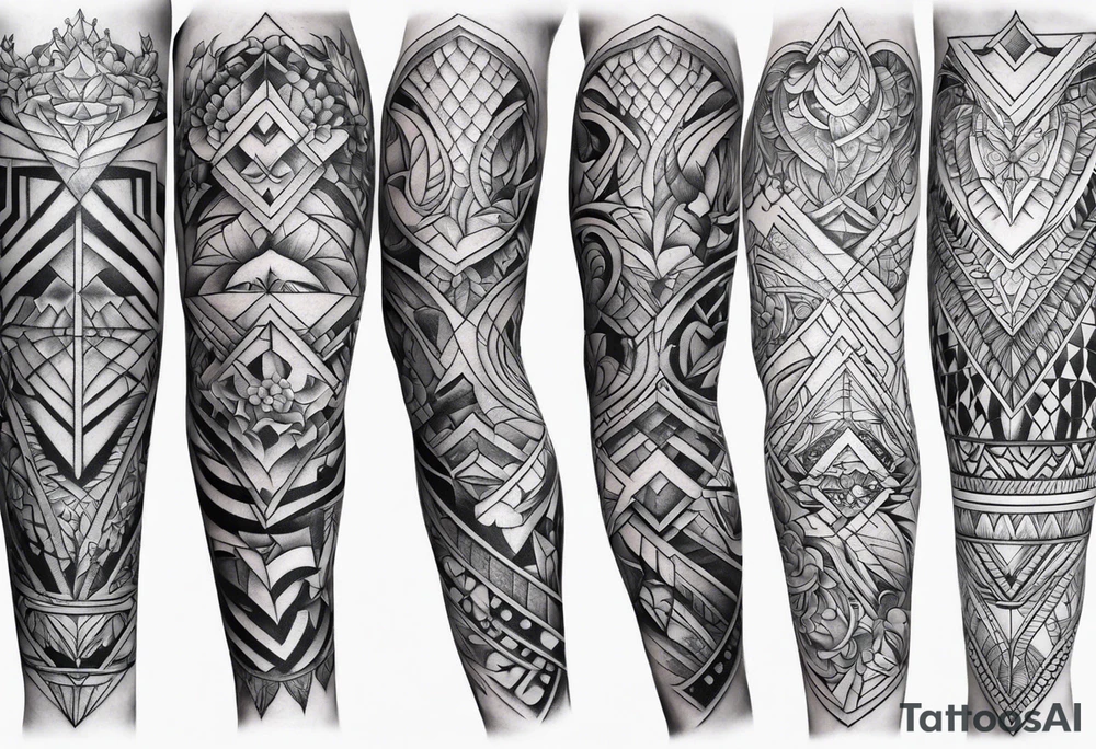 Full leg tattoo sleeve square tattoo idea