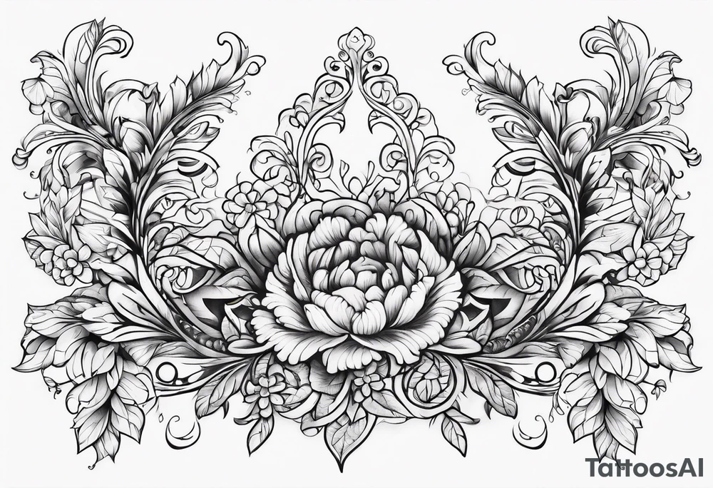 ornate floral sternum tattoo tattoo idea