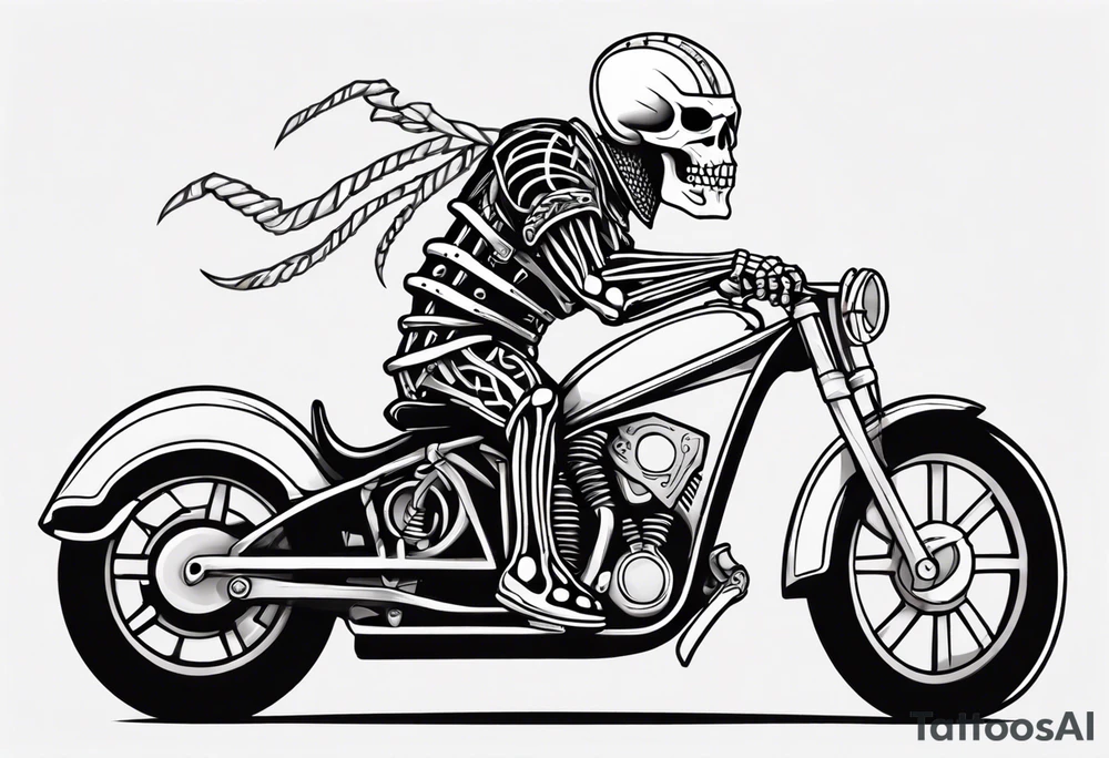 Skeleton with a viking helmet riding motorcycle tattoo idea Skeleton with a viking helmet riding motorcycle tattoo idea