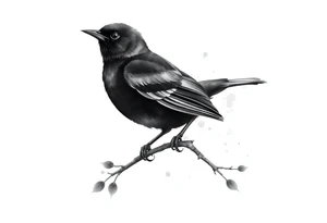 Male European Blackbird on a branch tattoo idea tattoo idea