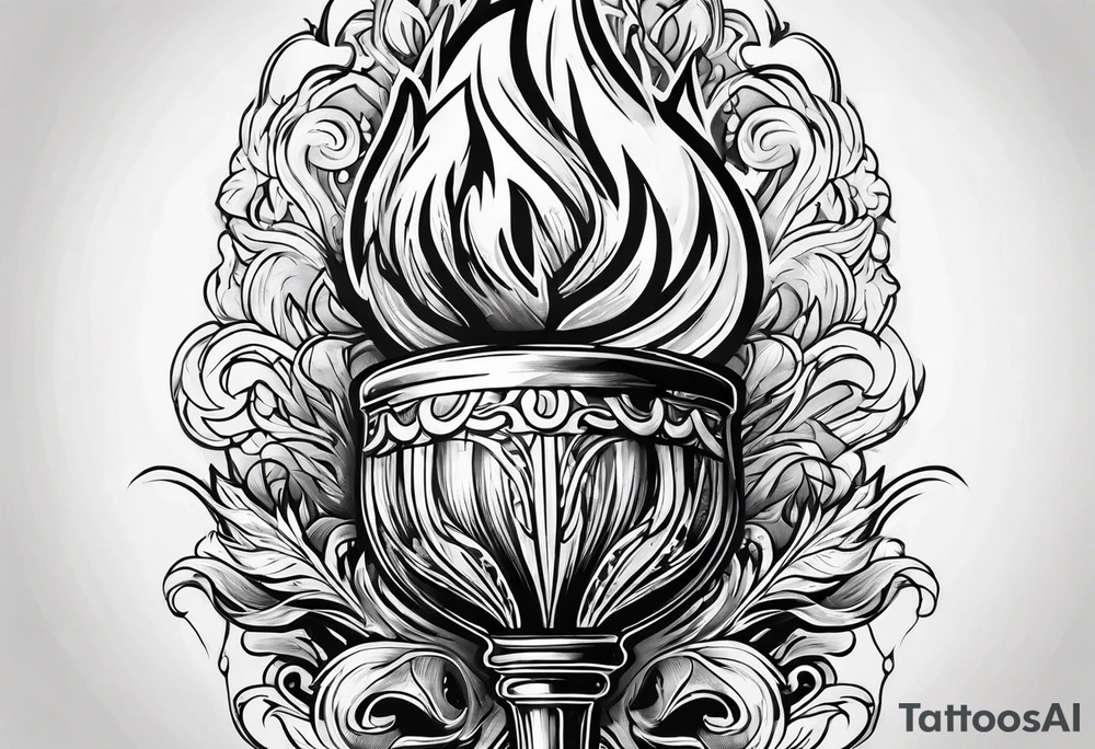 Flaming torch water background tattoo idea