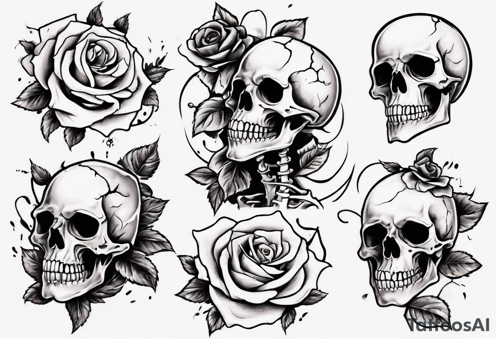 Dancing skeleton on a rose tattoo idea