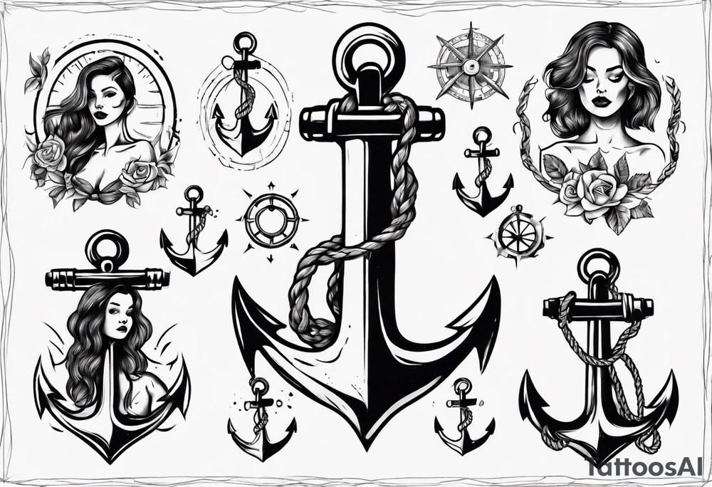Woman holding onto an anchor tattoo idea