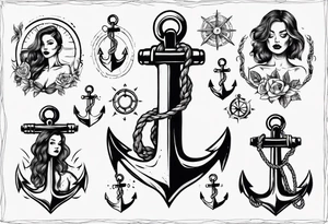 Woman holding onto an anchor tattoo idea
