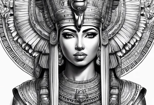 Sleeve with cleopatra, Horus tattoo idea