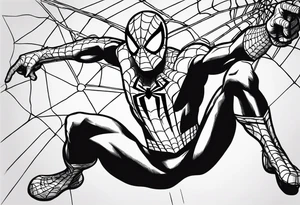 Spiderman shooting web while swinging tattoo idea