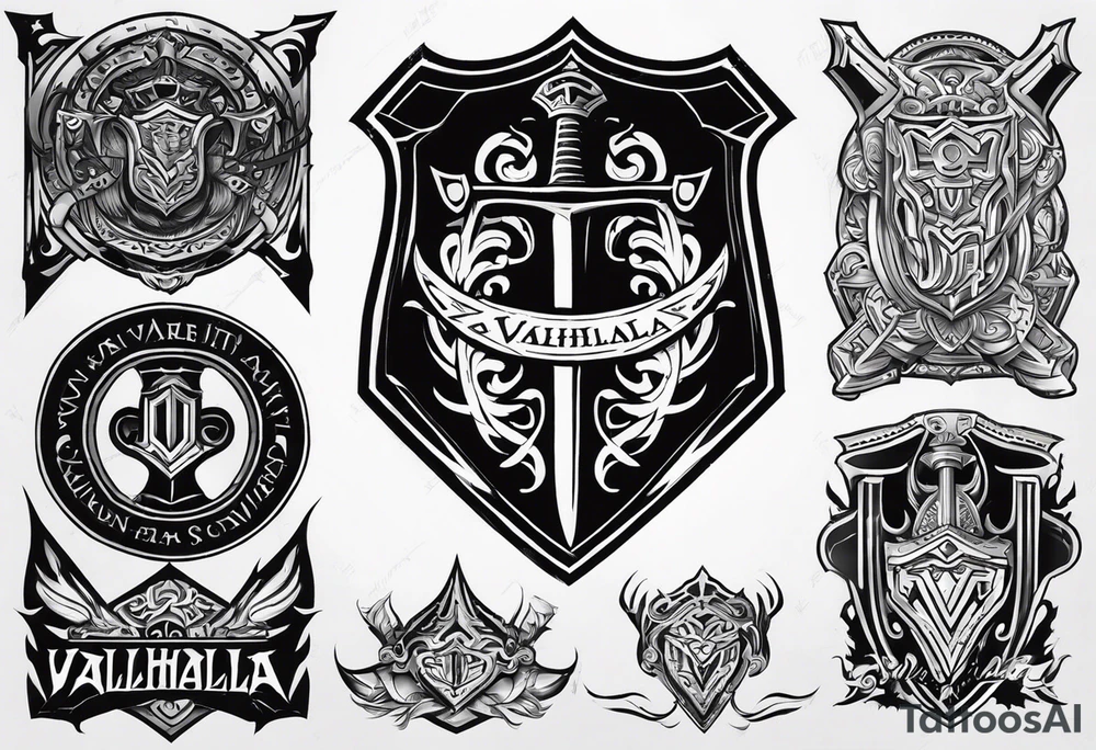Valhalla shield sword tattoo idea
