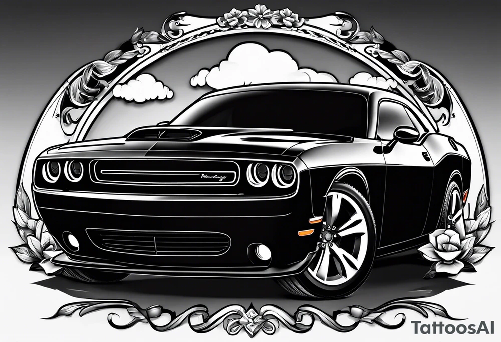 2020 Black Dodge challenger tattoo idea