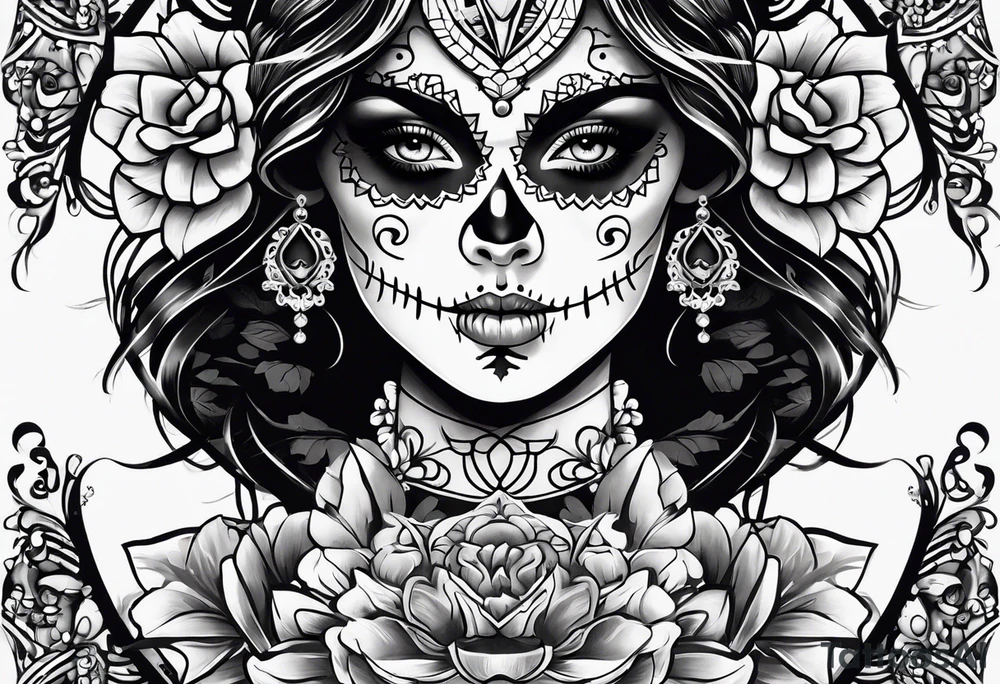 Sugar skull girl tattoo idea