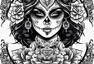 Sugar skull girl tattoo idea