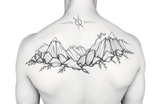 Fine line nature themed upper arm half sleeve tattoo idea