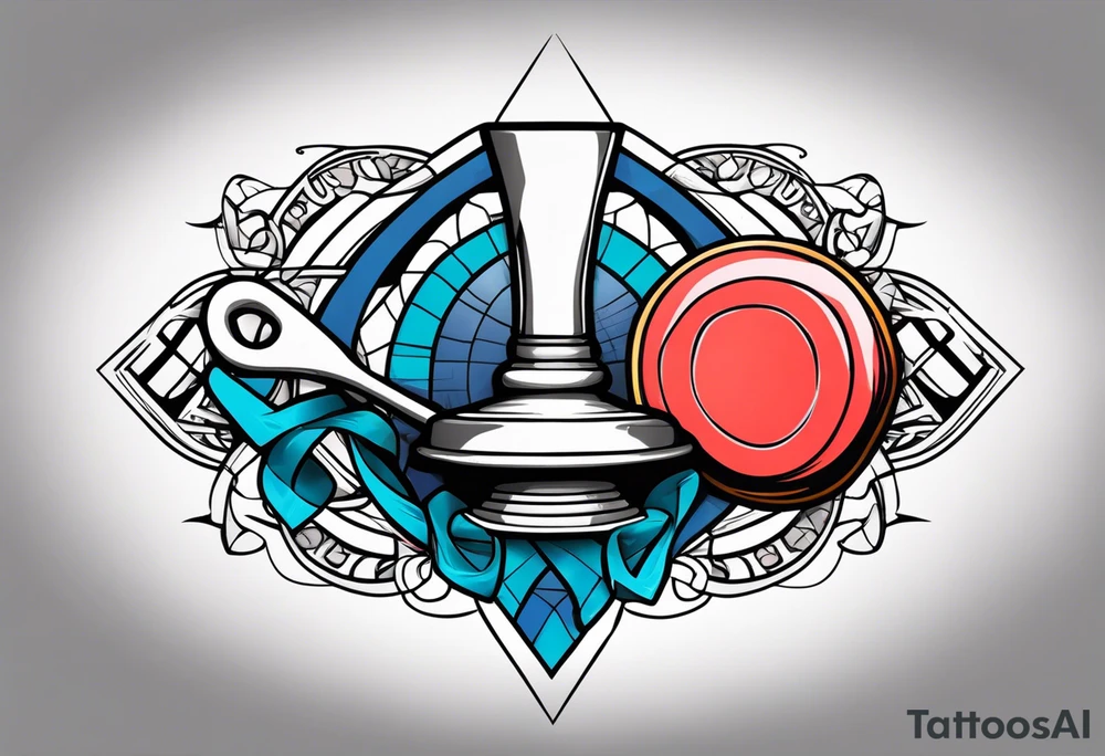 Curling stone and a prostate cancer ribbon tattoo idea