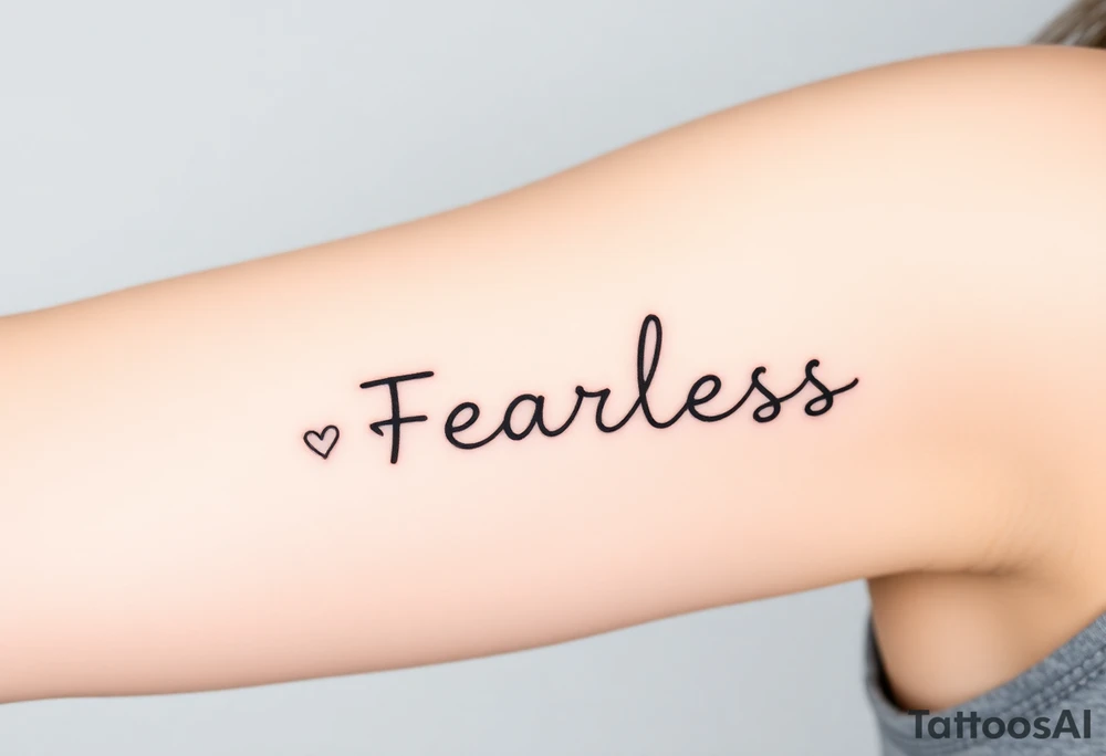 A heartbeat line transitioning into the word "Fearless," symbolizing overcoming fear tattoo idea