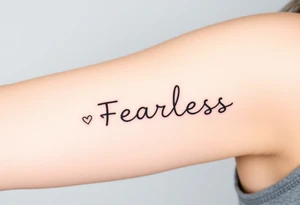 A heartbeat line transitioning into the word "Fearless," symbolizing overcoming fear tattoo idea