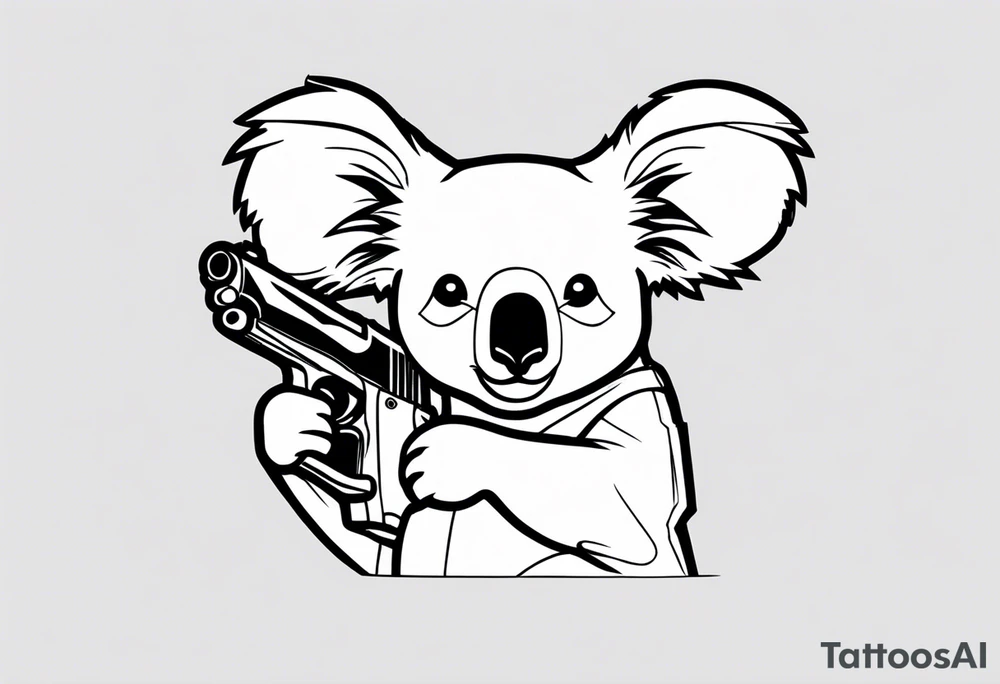 Koala holding two pistols tattoo idea