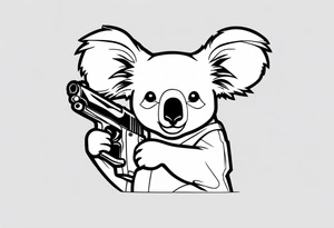 Koala holding two pistols tattoo idea
