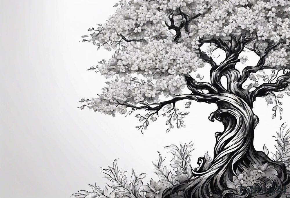 Tree with flowers tattoo idea