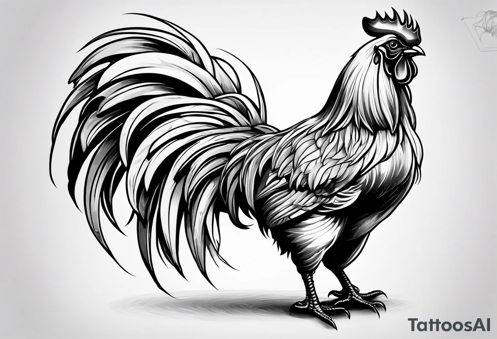 rooster holding a  gun tattoo idea