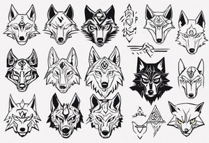 wolf head in zelda style tattoo idea