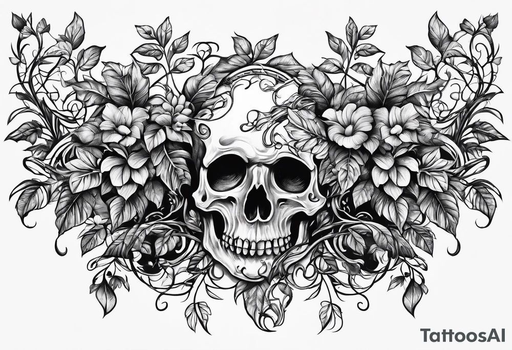 Leafy vines with grave tattoo idea