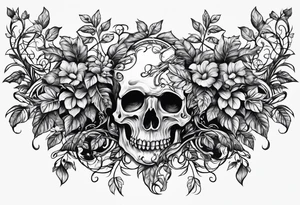 Leafy vines with grave tattoo idea