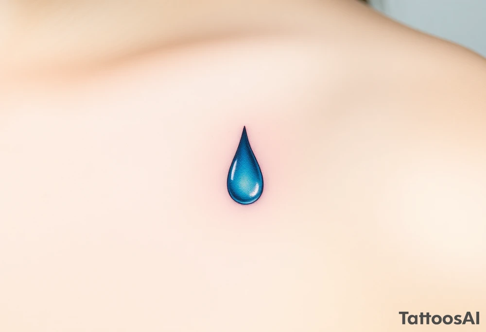 A tear drop dripping from the corner of the eye, glowing in silver and blue, representing unspoken sorrow and resilience. tattoo idea