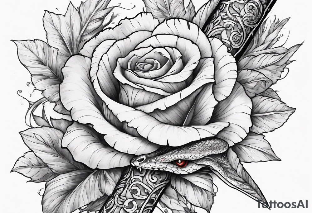 Dagger with snake and floral wrapped around tattoo idea