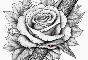 Dagger with snake and floral wrapped around tattoo idea