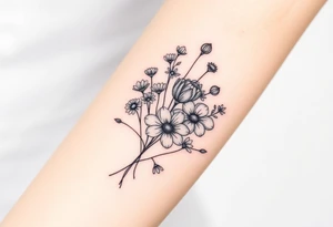 Wild flowers clustered together tattoo idea