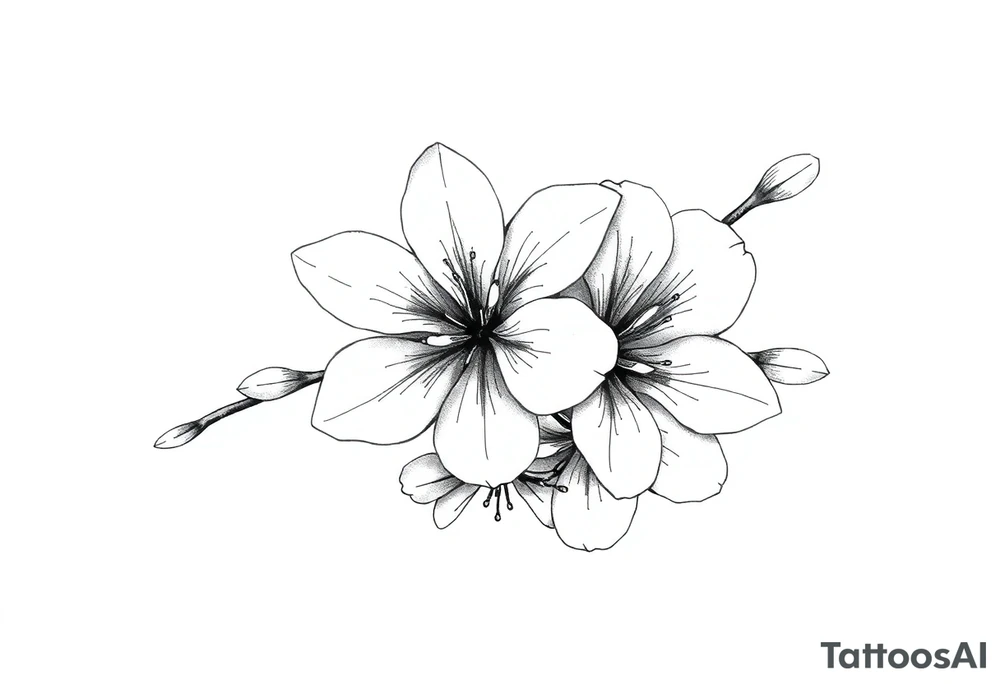 Elongated Cherry blossom with round petals tattoo idea