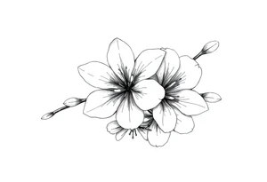 Elongated Cherry blossom with round petals tattoo idea