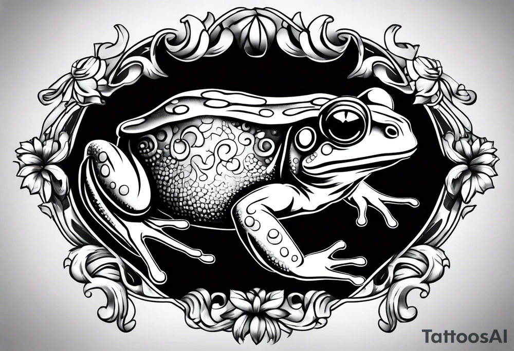 Toad in a child’s hand tattoo idea