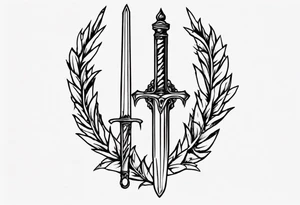 simple memorial tattoo using "13" , laurel leaves and a sword tattoo idea