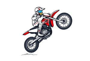dirtbiker doing a wheelie on a honda 50 dirtbike tattoo idea