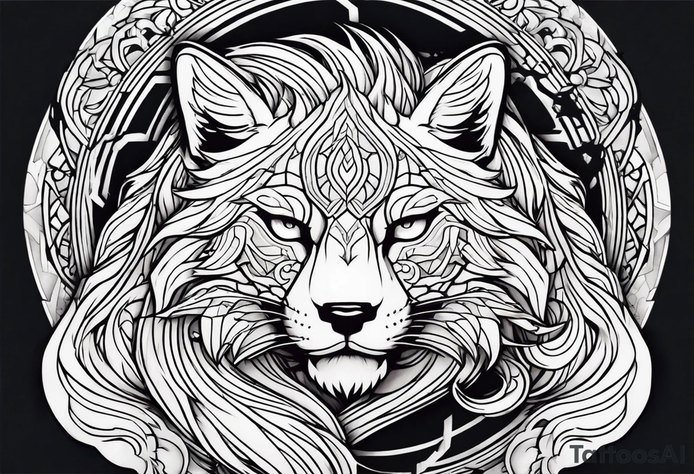 nine tailed fox demon slayer anime leopard skin tattoo idea