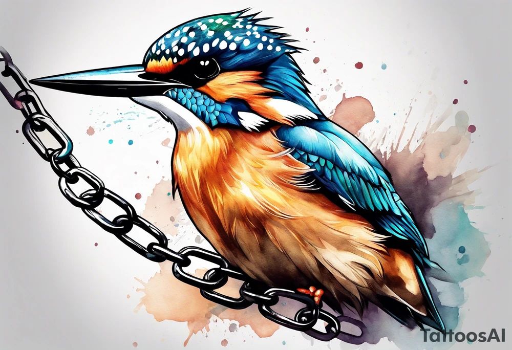 Kingfisher trapped in chains tattoo idea