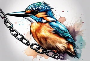 Kingfisher trapped in chains tattoo idea