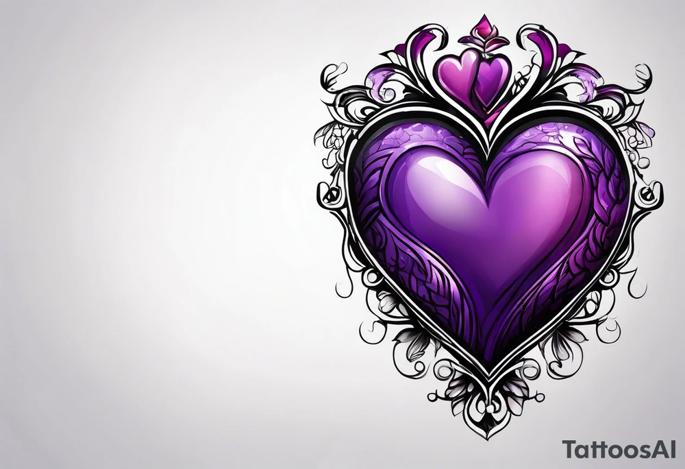 Purple heart with fingerprint tattoo idea